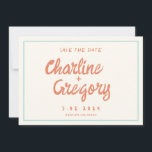 Invitation Rétro Blue Handwriting Wedding Enregistrer la date<br><div class="desc">Retro Pastel Striped Enregistrer la Date Card Annoncez votre date de mariage dans le style avec cette carte de date retro inspiré enregistrer la date. Doté de rayures bleu pastel et d'une typographie manuscrite audacieuse dans une chaude ombre en terre cuite, ce design allie minimalisme moderne et charme vintage. Idéal...</div>