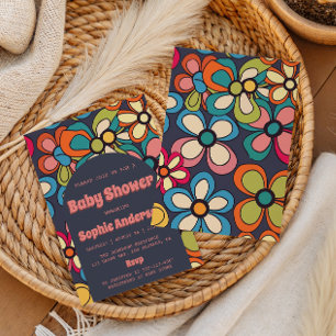Invitation Rétro Bohème Fête de Bébé Florale Colorée des Anné