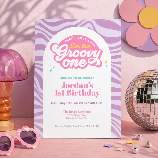 Invitation rétro bohème pour le premier anniversai (Créateur téléchargé)