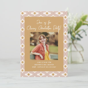 Invitation Retro Bohemian Sun Sunburst Photo Graduation Party