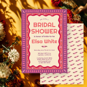 Invitation Retro Boho amusant Fête des mariées artisanale sur