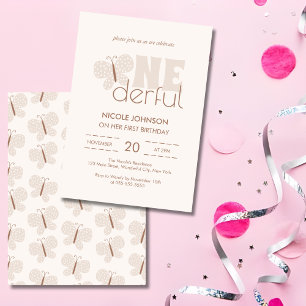 Invitation Retro Boho Baby Butterfly Kids 1er anniversaire