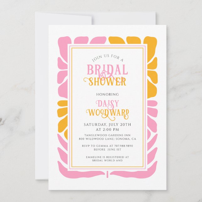 Invitation Retro Boho Bold Floral Bridal ShowerInvitation (Devant)