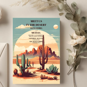 Invitation Retro Boho Desert Mountain Mariage
