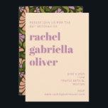 Invitation Retro Boho Green Botanical Bat mitzvah Super<br><div class="desc">Ajoutez une ambiance super rétro à votre bat mitzvah avec ces invitations amusantes boho blush,  lavande et green floral party.</div>