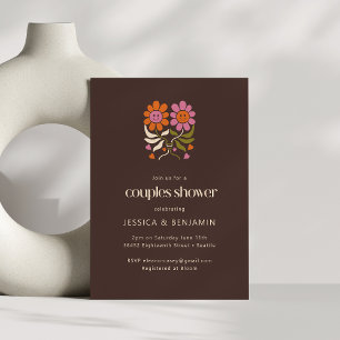 Invitation Retro Boho les années 70 Sourire Floral Couples Su