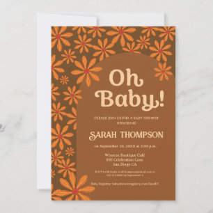 Invitation Retro Boho Oh bébé Daisy baby shower d'arc de fleu