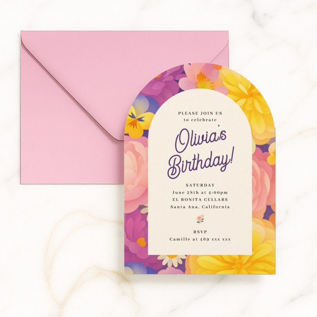 Invitation rétro boho pour fête fleurie (Créateur téléchargé)