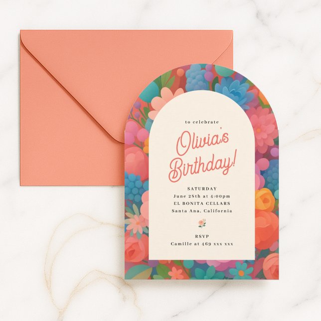 Invitation rétro boho pour fête florale (Créateur téléchargé)