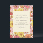 Invitation Rétro Boho Rose Jaune Floral Groovy 50e Anniversai<br><div class="desc">Rétro Boho Rose Jaune Floral Groovy 50e Anniversaire</div>