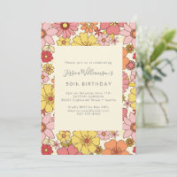 Rétro Boho Rose Jaune Floral Groovy 50e Anniversai