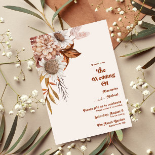 Invitation Retro Boho Terracotta Burnt Orange Mariage Invita