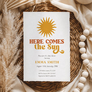 Invitation Retro Boho Voici le Soleil Baby Shower
