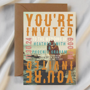 Invitation Retro Bold Typographie Bright Photo Mariage
