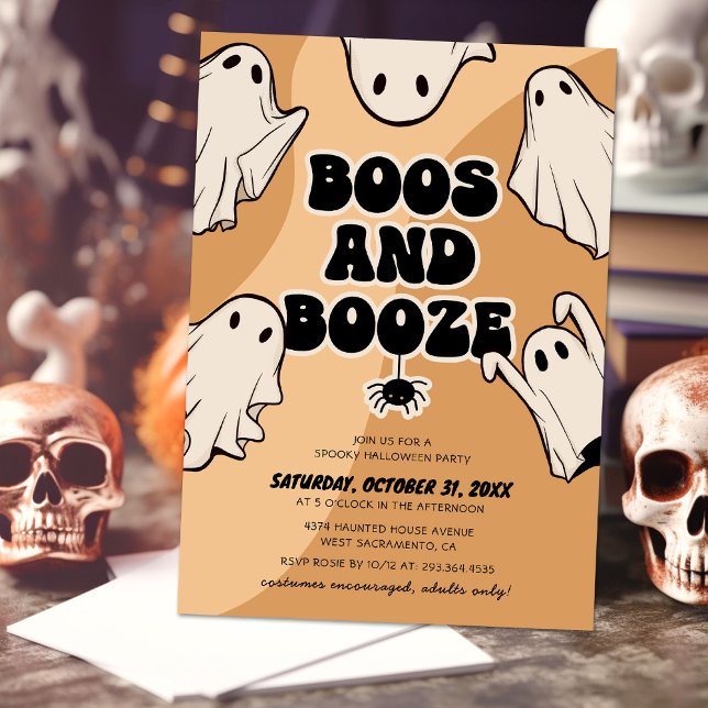 Invitation Retro Boos et Booze Halloween Party (Créateur téléchargé)