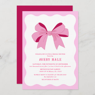 Invitation Retro Bow rose Lilac courbe chic Fête des mariées 