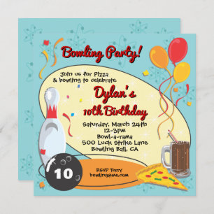 Invitation Retro Bowling fête d'anniversaire