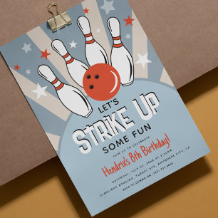 Invitation Retro Bowling Kids Birthday Party