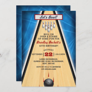 Invitation Retro Bowling N'Importe Quel Âge Anniversaire