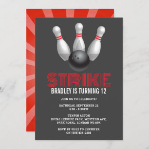 Invitation Retro Bowling N'Importe Quel Âge Anniversaire