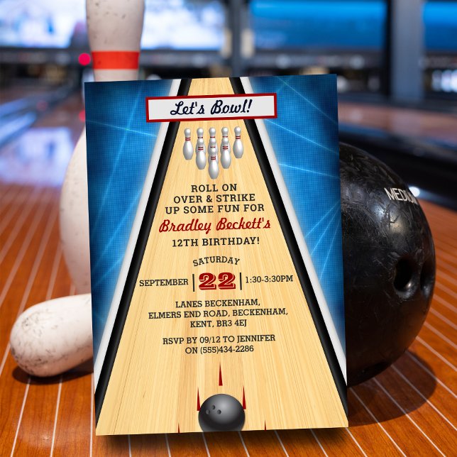 Invitation Retro Bowling N'Importe Quel Âge Anniversaire (Créateur téléchargé)