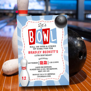 Invitation Retro Bowling N'Importe Quel Âge Anniversaire