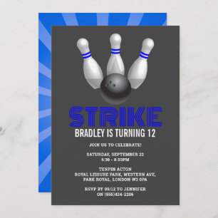 Invitation Retro Bowling N'Importe Quel Âge Anniversaire