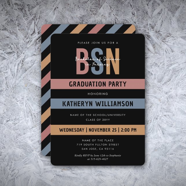 Invitation Rétro BSN Nursing School Graduation RN (Créateur téléchargé)
