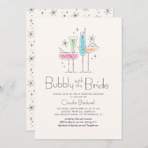 Invitation Retro Bubbly Champagne nuptiale de douche Invitati