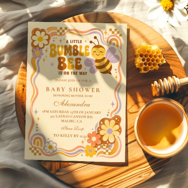 Invitation Retro Bumble Bee Baby Shower (Créateur téléchargé)