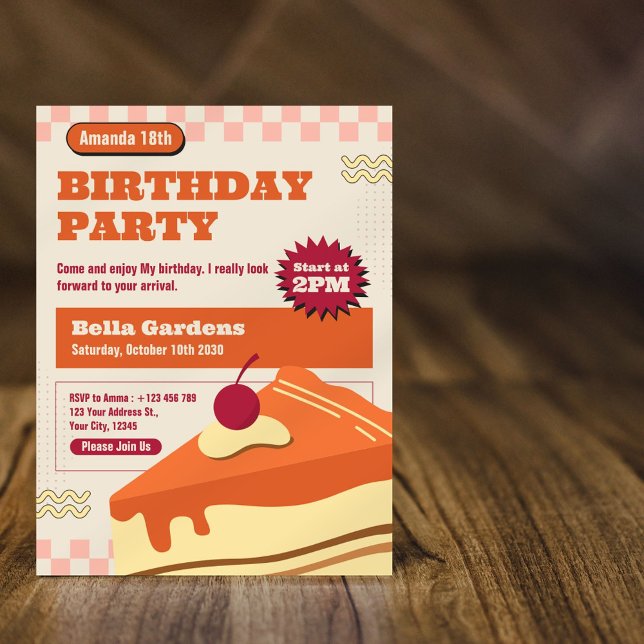 Invitation Retro Cake Anniversaire de enfant Party (Créateur téléchargé)