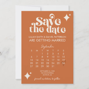 Invitation Retro Calendrier Wedding Enregistrer La Date