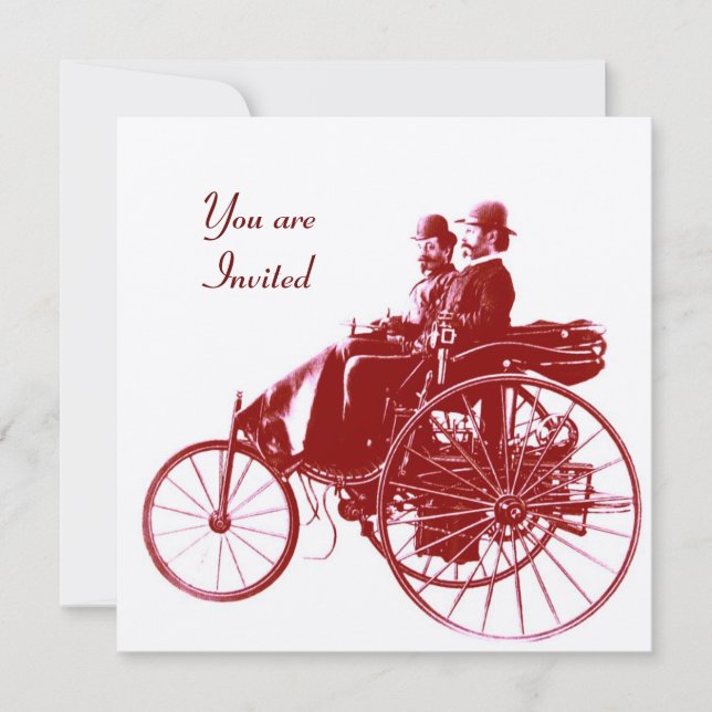 Invitation RETRO CARS 2, RESTAURATION AUTOMATIQUE, or rouge b (Devant)