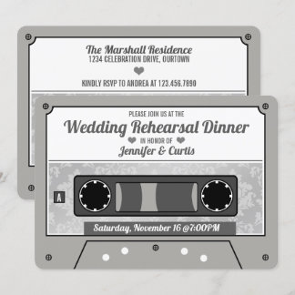 Invitation Retro Cassette Mariage Dîner de répétition