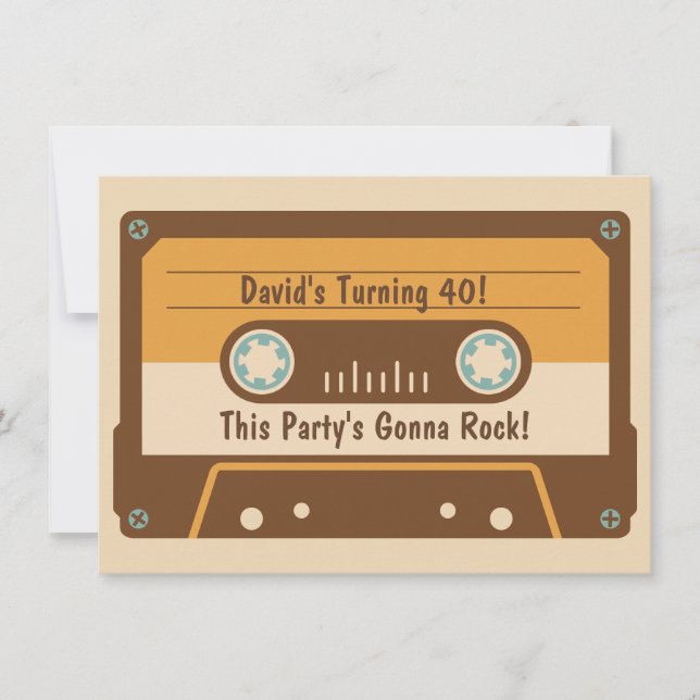 Invitation Retro Cassette Tape Party (Devant)