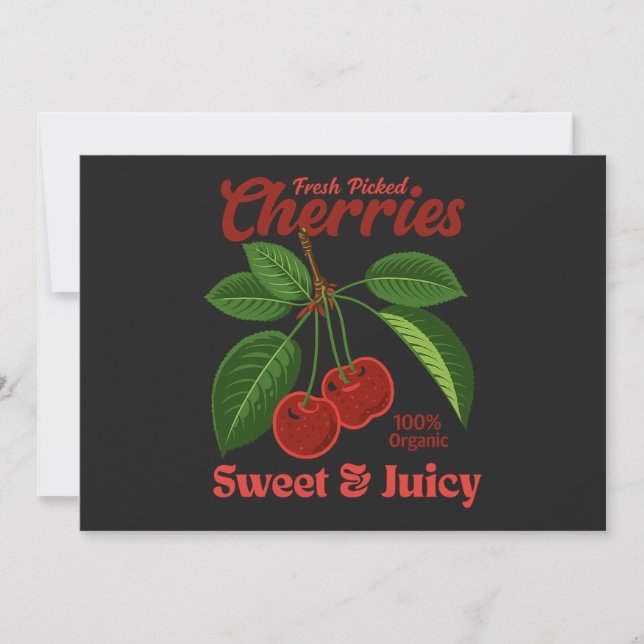Invitation Retro Cerises Fruit Commercial Graphisme Art Style (Devant)