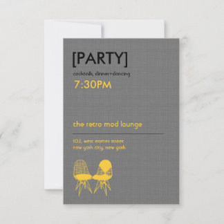 Invitation Rétro Chaise Mod Pair Eames Réception de mariage