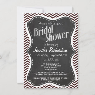 Invitation Retro Chalkboard look; Dark Sienna Chevron