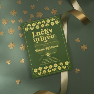 Invitation Rétro Chanceux en Amour Saint Patrick Fête de Mari