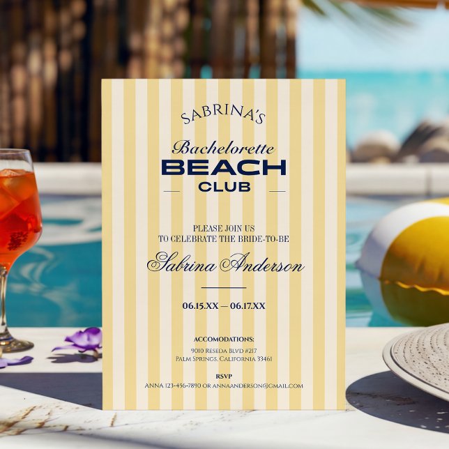 Invitation Retro Chic Beach Club Week-end d'enterrement de vi (Créateur téléchargé)