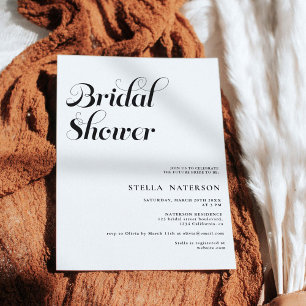 Invitation Retro chic simple black white bridal shower