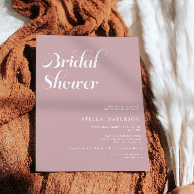 Invitation Retro chic simple mariage dusty pink (Créateur téléchargé)