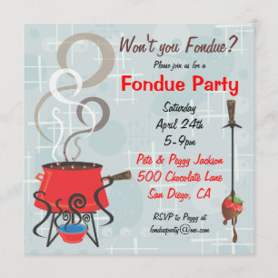 Invitation Retro Chocolate Fondue Party