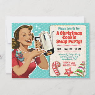 Invitation Retro Christmas Cookie Swap Party
