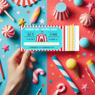 Invitation Retro Circus Ticket Anniversaire de enfant Party