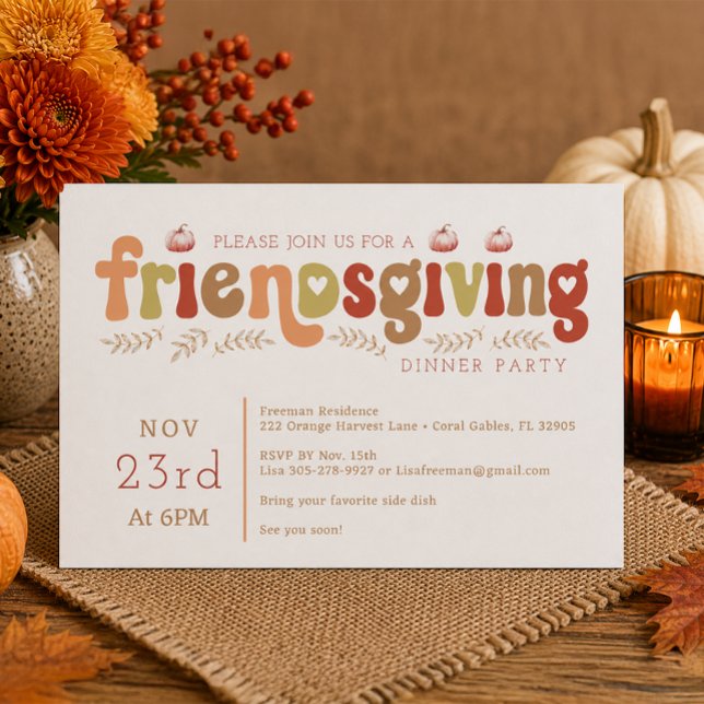 Invitation Retro Citrouille Thanksgiving Diner Par (Friendsgiving Invitation)