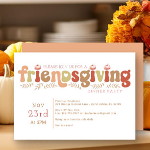 Invitation Retro Citrouille Thanksgiving Diner Par