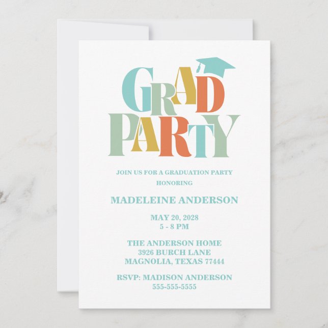 Invitation Retro Class of Congrats Graduation (Devant)