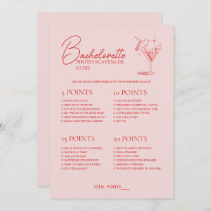 Invitation Retro Cocktail Bachelorette Game Scavenger Chasse
