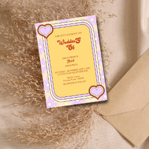 Invitation rétro coloré vintage les années 70 mariage